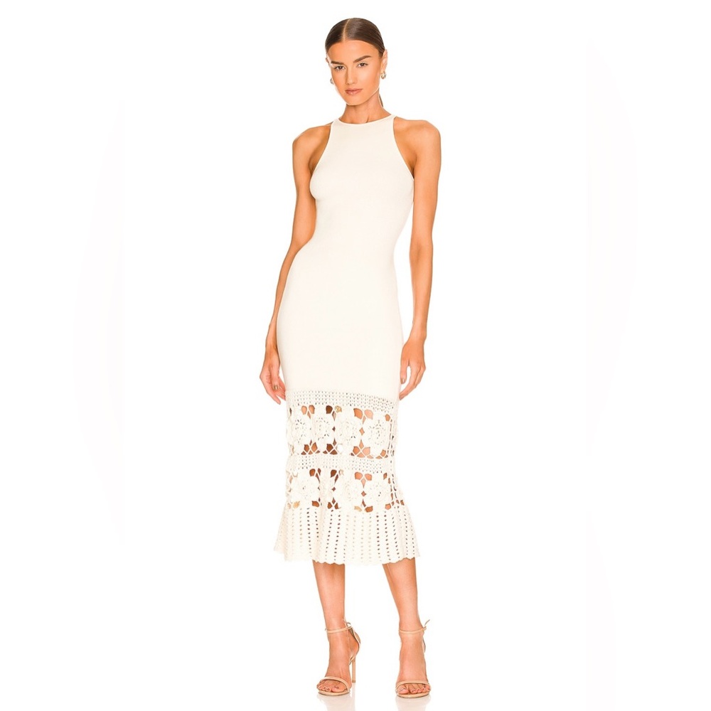 TULAROSA Finley Crochet Midi Stress in Ivory